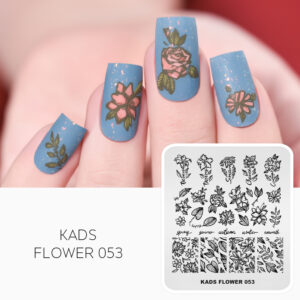 FLOWER 053 Nail Stamping Plate Rose flower & Banana leaf | KADS